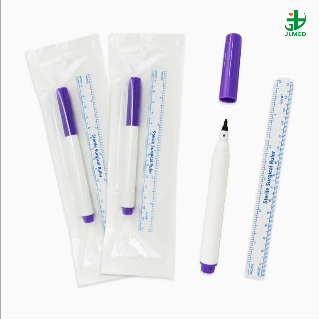  Medical Professional Sterile/Nonsterile Surgical Black/ Purple/ Blue Single Tip/ Dual Tips Tattoo Skin Marker Pen with Ruler