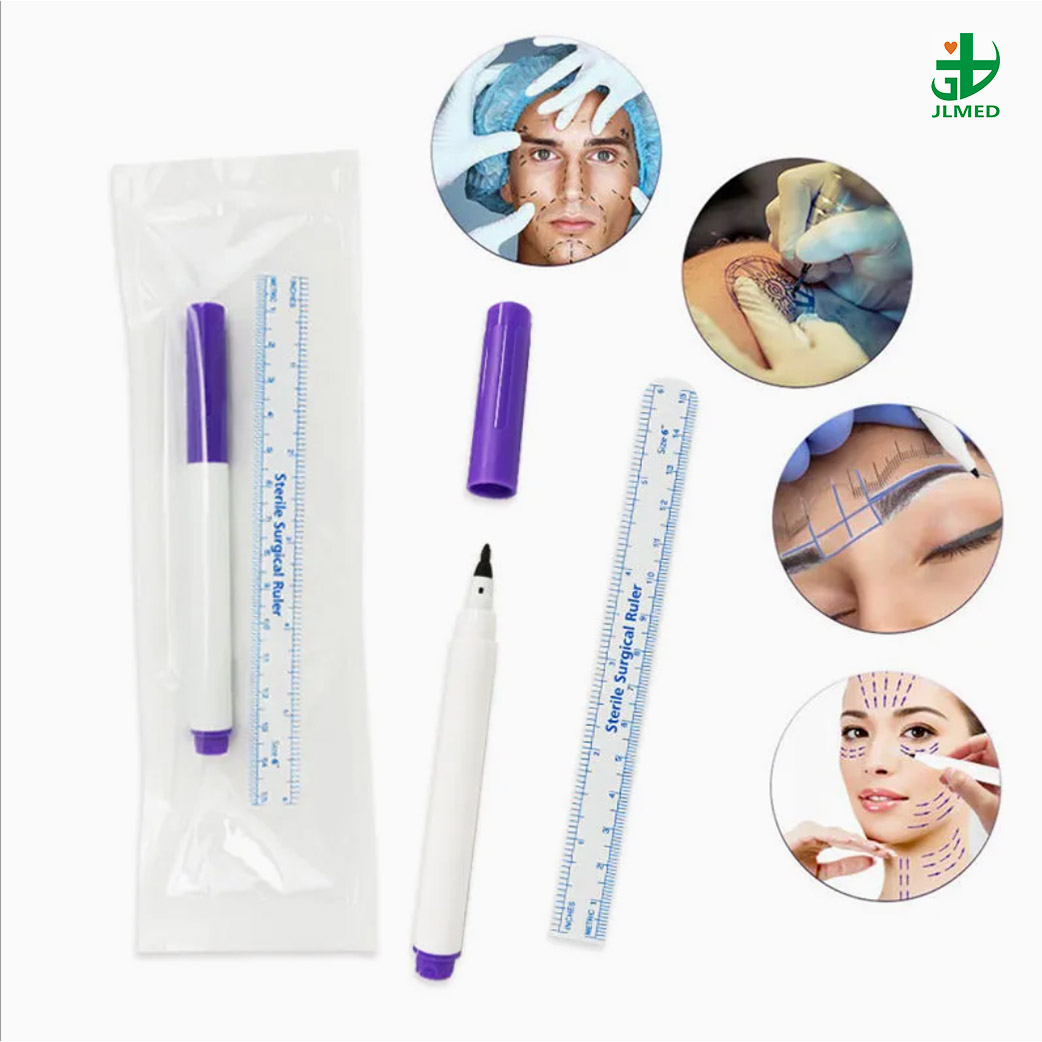  Medical Professional Sterile/Nonsterile Surgical Black/ Purple/ Blue Single Tip/ Dual Tips Tattoo Skin Marker Pen with Ruler