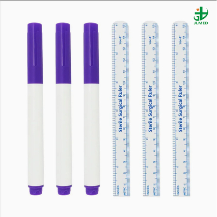  Medical Professional Sterile/Nonsterile Surgical Black/ Purple/ Blue Single Tip/ Dual Tips Tattoo Skin Marker Pen with Ruler