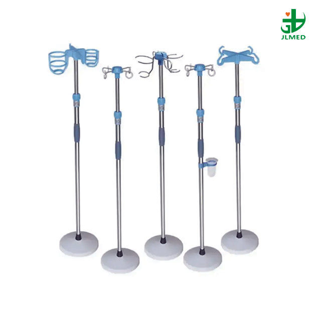 Hospital And Clinic Medical Adjustable Mobile IV Pole Drip Stand 4 Hook Infusion Stand with Haft And Tray