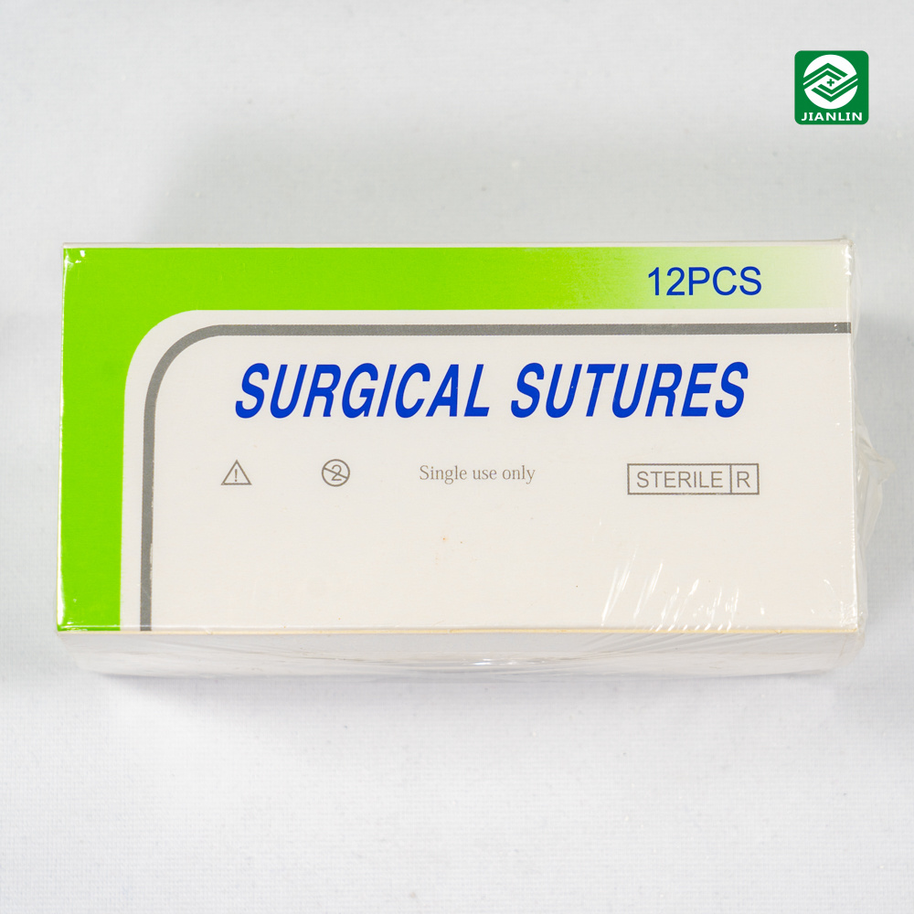 Surgical Sutures PGA Polyglycolic Acid Synthetic Braided Absorbable with Needle 75cm